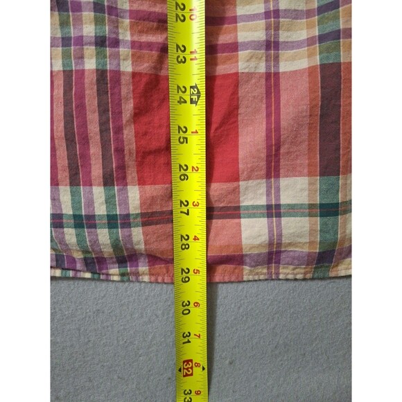 J. Crew Indian Madras Shirt Mens Large Red Plaid Button Up Slim Fit Long Sleeve - Picture 7 of 8